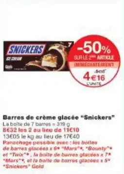 Monop' Barres de crème glacée snickers offre