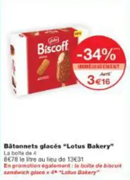 Monop' Bâtonnets glacés lotus bakery offre