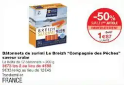 Monop' Bâtonnets de surimi le breizh compagnie des pêches saveur crabe offre