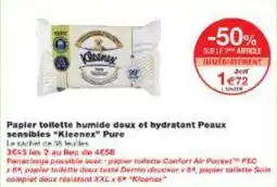 Monop' Papier toilette humide doux et hydratant peaux sensibles kleenex pure offre