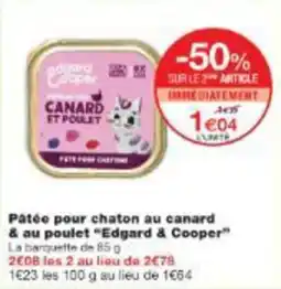 Monop' Patée pour chaton au canard & au poulet edgard & cooper offre