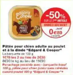 Monop' Pâtée pour chien adulte au poulet et à la dinde edgard & cooper offre