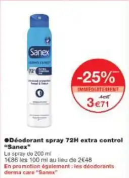 Monop' Déodorant spray 72h extra control sanex offre