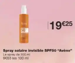 Monop' Spray solaire invisible spf50 avène offre