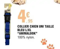 E.Leclerc Collier chien uni taille bleu l/xl animalook offre