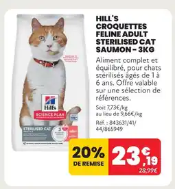 Animalis Hill's croquettes feline adult sterilised cat saumon - 3kg offre