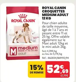 Animalis Royal canin croquettes medium adult 12 kg offre
