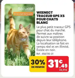 Animalis Weenect traceur gps xs pour chats blanc offre