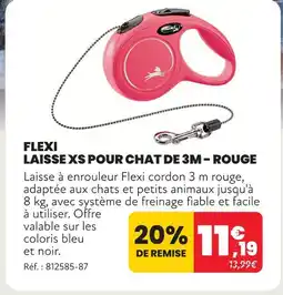 Animalis Flexi laisse xs pour chat de 3m - rouge offre