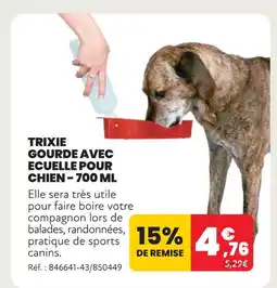 Animalis Trixie gourde avec ecuelle pour chien - 700 ml offre
