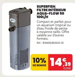 Animalis Superfish filtre intérieur aqua-flow 50 100l/h offre