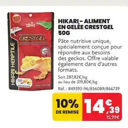 Animalis Hikari aliment en gelée crestgel 50g offre