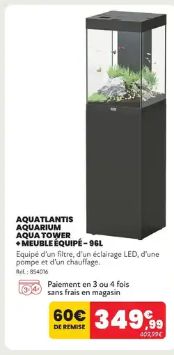 Animalis Aquatlantis aquarium aqua tower + meuble équipé - 96l offre