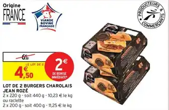 Intermarché Hyper Lot de 2 burgers charolais jean rozé offre