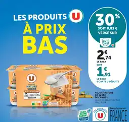 Super U YAOURT NATURE AU SUCRE offre