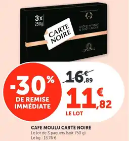 Super U CAFE MOULU CARTE NOIRE offre