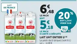 Super U LAIT UHT ENTIER U offre