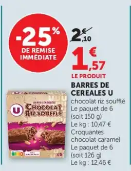 Super U BARRES DE CEREALES U offre