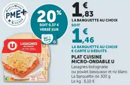 Super U PLAT CUISINE MICRO-ONDABLE U offre