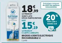 Super U BROSSE A DENTS ELECTRIQUE RECHARGEABLE U offre