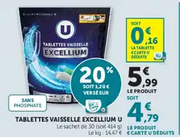 Super U TABLETTES VAISSELLE EXCELLIUM U offre