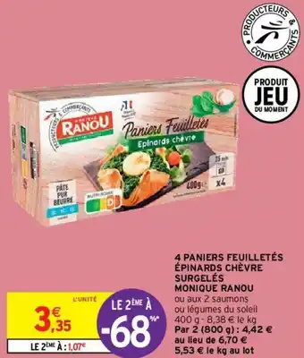 Intermarché Hyper 4 Paniers feuilletés épinards chèvre offre