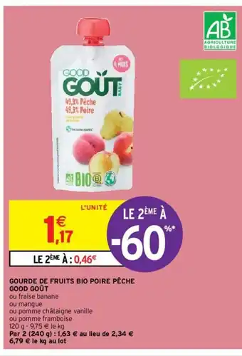 Intermarché Hyper Gourde de fruits bio boire pêche good goût offre