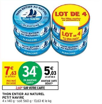 Intermarché Hyper Thon entier au naturel petit navire offre