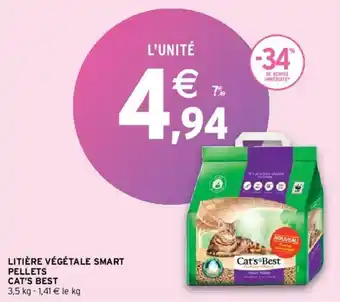 Intermarché Hyper Litiere végétrale smart pellets cat's best offre