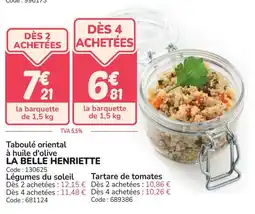 Promocash Taboulé oriental à huile d'olive la belle henriette offre