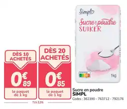 Promocash Sucre en poudre simpl offre