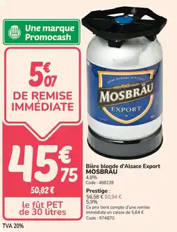 Promocash Bière blonde d'alsace export mosbrau offre