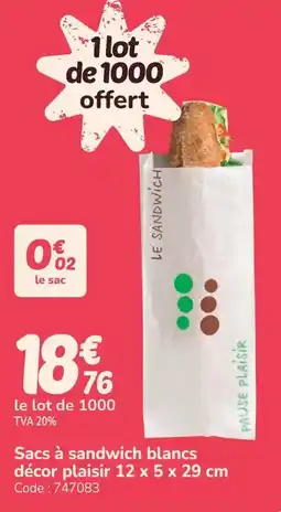 Promocash Sacs à sandwich blancs décor plaisir offre