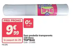 Promocash Sacs poubelle transparents top'bag offre