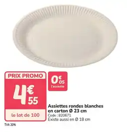 Promocash Assiettes rondes blanches en carton offre