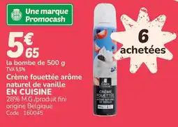 Promocash Crème fouettée arôme naturel de vanille en cuisine offre