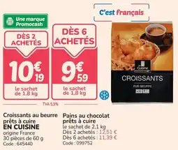 Promocash Croissants au beurre prêts à cuire en cuisine offre