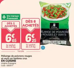 Promocash Mélange de poivrons rouges et verts en lanières crus en cuisine offre