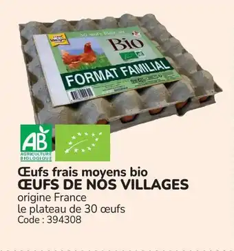 Œufs frais moyens bio ceufs de nós villages