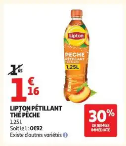 Auchan LIPTON PÉTILLANT THÉ PÊCHE offre