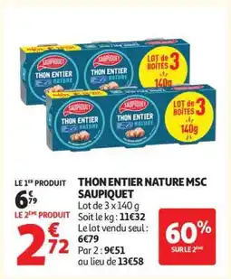 Auchan Thon Entier Nature Msc Saupiquet offre