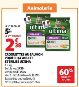Auchan Croquettes Au Saumon Pour Chat Adulte Stérilisé Ultima offre