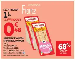 Auchan SANDWICH JAMBON EMMENTAL DAUNAT offre