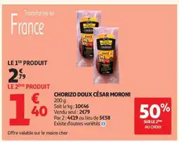 Auchan Chorizo Doux César Moroni offre