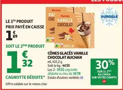 Auchan Cônes glacés vanille chocolat Auchan offre