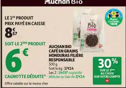 Auchan AUCHAN BIO CAFÉ EN GRAINS HONDURAS FILIÈRE RESPONSABLE offre