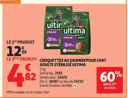 Auchan Croquettes Au Saumon Pour Chat Adulte Stérilisé Ultima offre
