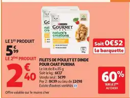 Auchan FILETS DE POULET ET DINDE POUR CHAT PURINA offre