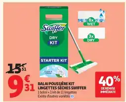 Auchan Balai Poussière Kit Lingettes Sèches Swiffer offre