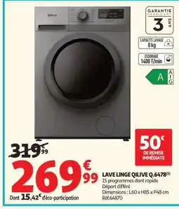 Auchan LAVE LINGE QILIVE Q.6478 offre